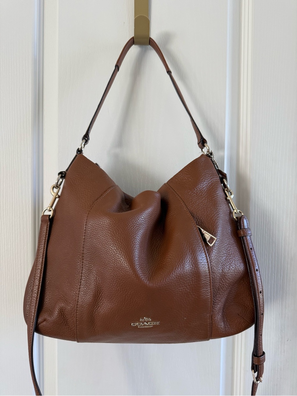 Dark Tan Coach Leather Shoulder Bag Crossbody Bag